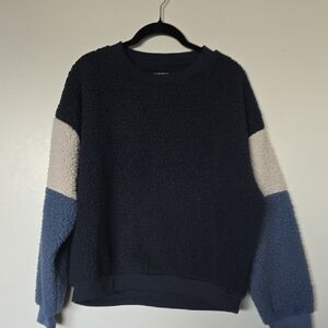 American Eagle Outfitters Navy and Cream Fleece Sweater